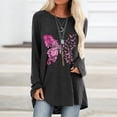 thumbnail image 1 of Jsaierl T-Shirts Cancer du Sein pour Femmes Rose Graphiques Longs Hauts Réglants Manches Longues Blouses Grande Taille Col Rond Pull Sensibilisation Inspirante, 1 of 4