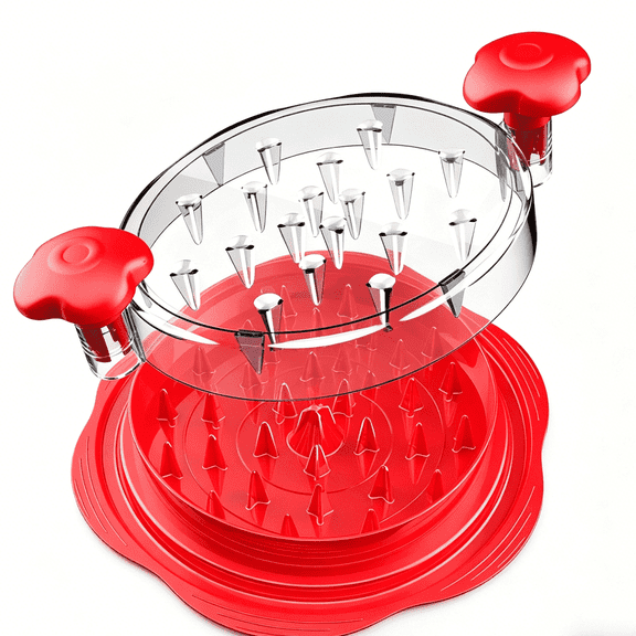 PLERISE Chicken Shredder Tool with Brush and Fork, Large Meat Shredder Machine with Anti-Slip Strip and Ergonomic Handle, BPA Free for Pork Beef Chicken, Red