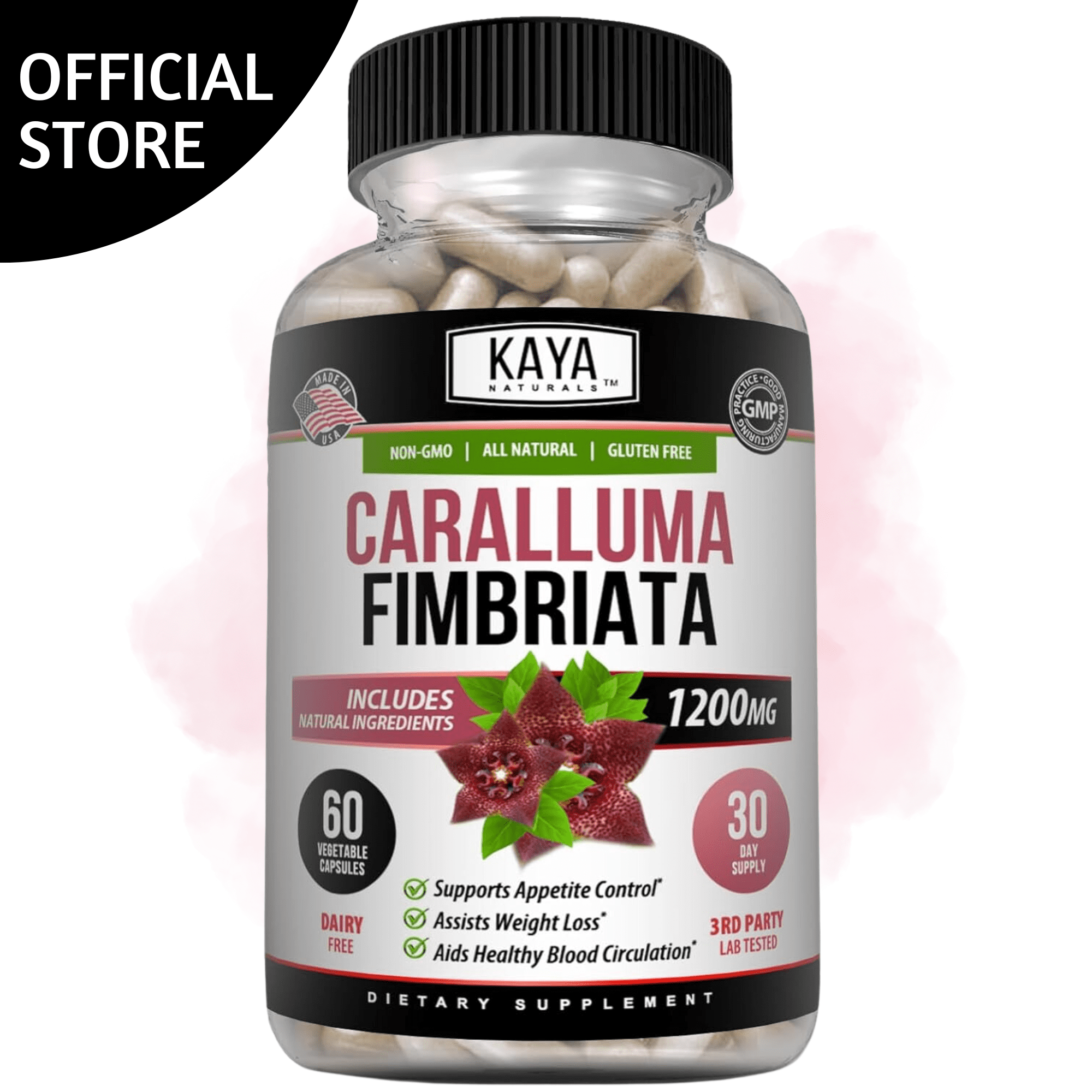 Kaya Naturals - Caralluma Fimbriata 1200mg High Potency Supplement | Maximum Strength Natural Endurance Support, Vegetarian Capsules 60 Count