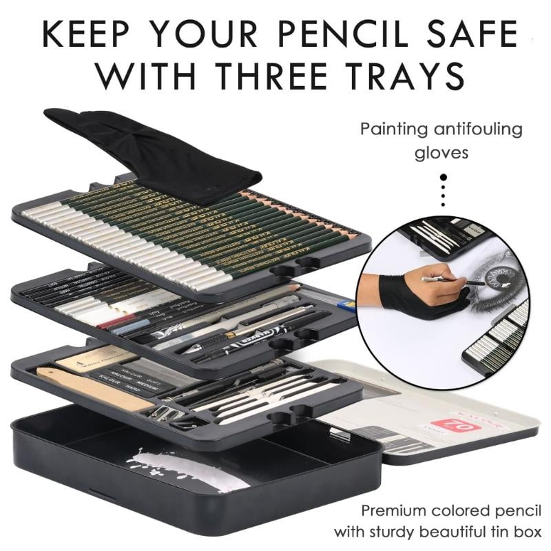 Drawing Art Supplies, Includes Marker Sharpener, Sandpaper, Blending Stumps