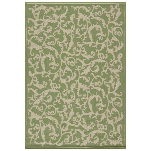 Safavieh Courtyard Kevin Floral Indoor/Outdoor Area Rug, Olive/Natural, 5'3" x 7'7"