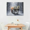 thumbnail image 2 of JEUXUS Horse Drawn Sleigh Canvas Print Snowy Winter Scene Light Up Wall Art with Cardinals, 2 of 4