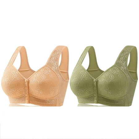 Black of Friday Deals!Clearance Staron 2PC Front Close Bras for Women Front Closure No Underwire Bra Stretch Comfortable Bra Wireless Comfort Bras No Underwire Bra