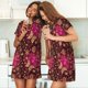thumbnail image 4 of Fotbe Golden Snowflakes And And Butterflies Bata de Dormir para Mujer con Estampado, Camisón de Algodón de Manga Corta, Ropa de Dormir Casual, 4 of 6
