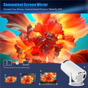 Mini Projector, 180 Degree Rotation Smart Portable Projector Support Wifi6 & Bluetooth, Automatic Correction, Compatible With Laptops/PC/Phones, Suitable for Home Theater, 40 to 130