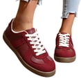 thumbnail image 2 of LTTVQM Retro Sneakers Women Comfortable Vintage Platform Suede Upper Lace Up Low Tops Sneakers Non Slip Thick Gum Sole Casual Fashion Shopping Ladies Walking Shoes Wine 36(US-5.5), 2 of 5