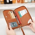thumbnail image 2 of Cartera con tarjetero RFID para pasaporte, bolsa de almacenamiento de billetes, identificación, con cremallera, billetera larga, bolsa multifuncional para pasaporte de viaje, 2 of 5