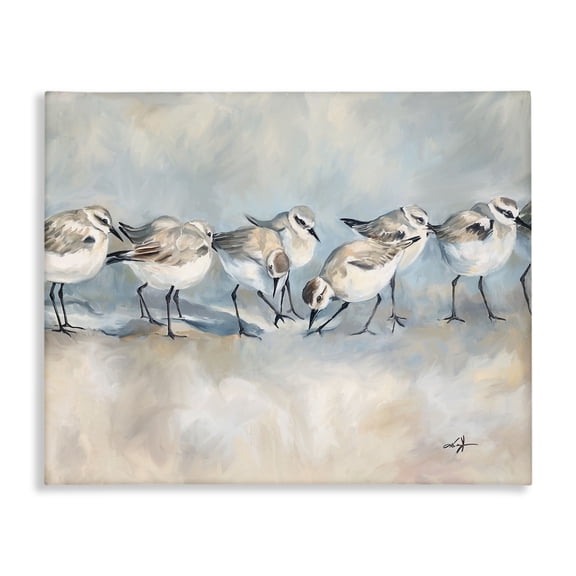 Stupell Industries Bohemian Shore Birds Lineup on Beach Canvas Art, 20 x 16, by Ramona Murdock