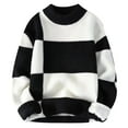 thumbnail image 5 of comerut Men Autumn Winter Contrast Color Sweater O-neck Long Sleeve Thickened Warm Knitting Tops High Elastic Knitwear, 5 of 7