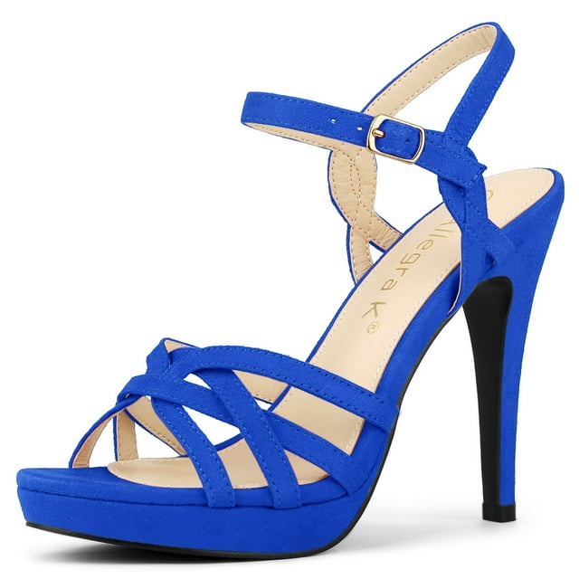 BLISSFUL STEP Women's Strappy Platform Slingback Stiletto Heels Sandals
