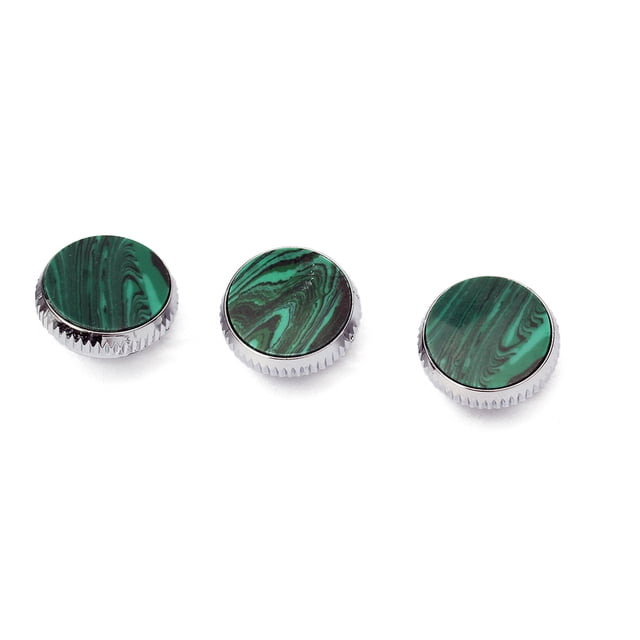 Greeniant Botones de saxofón de 3 piezas, botón de malaquita de trompeta, superficie lisa profesional, concha de pavo real, teclas musicales de piedra Accesorios para instrumentos musicales Cromo Greeniant OD027068-01