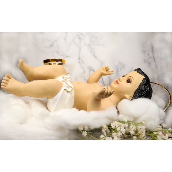 Catholic Christian Nativity Infant Baby Jesus With Golden Halo Large 18"L Statue