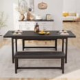 thumbnail image 4 of TEQIN Extendable Dining Room Table for 4-6 Person3-Piece Kitchen Table Set with 2 Upholstered Benches, Rectangular Kitchen Tables for  Dining Room, Kitchen, Living Room, 4 of 9