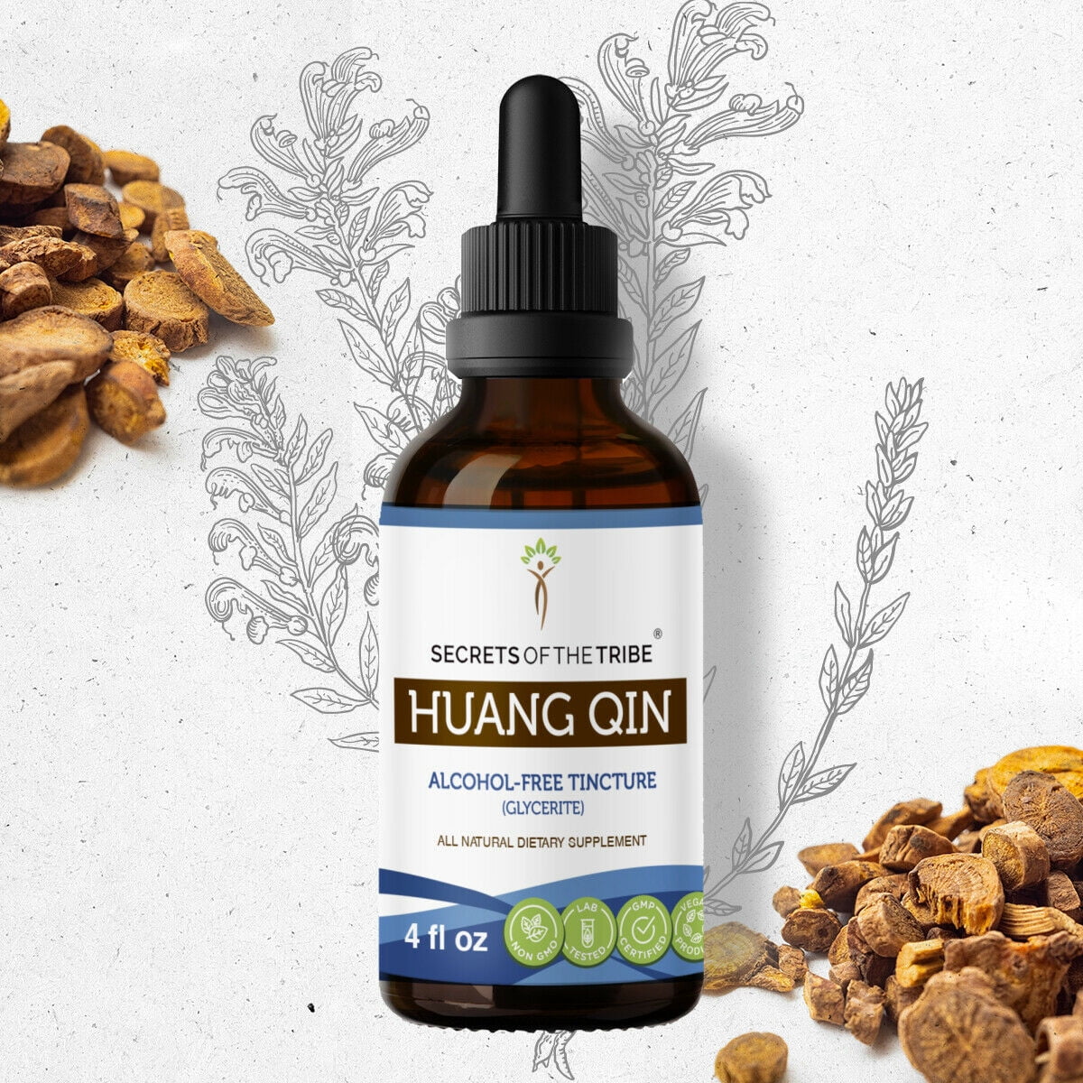 Huang Qin Tincture Alcohol FREE Extract Wildcrafted Huang Qin 