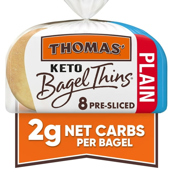 Thomas' Keto Plain Bagel Thins, 8 count, Bagels, 13 oz Bag