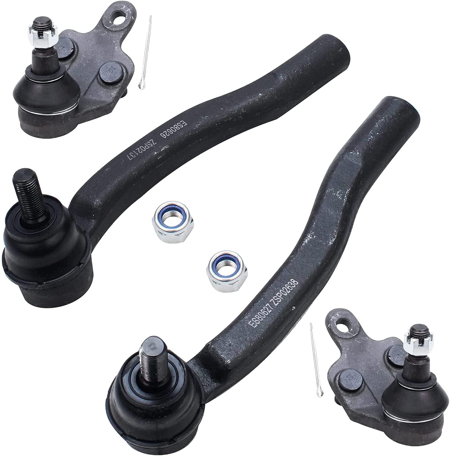 Detroit Axle Front Suspension Kit For Acura MDX & Honda Pilot – 6-Piece (4 Tie Rod Ends + 2 Boots), 10-Year Warranty