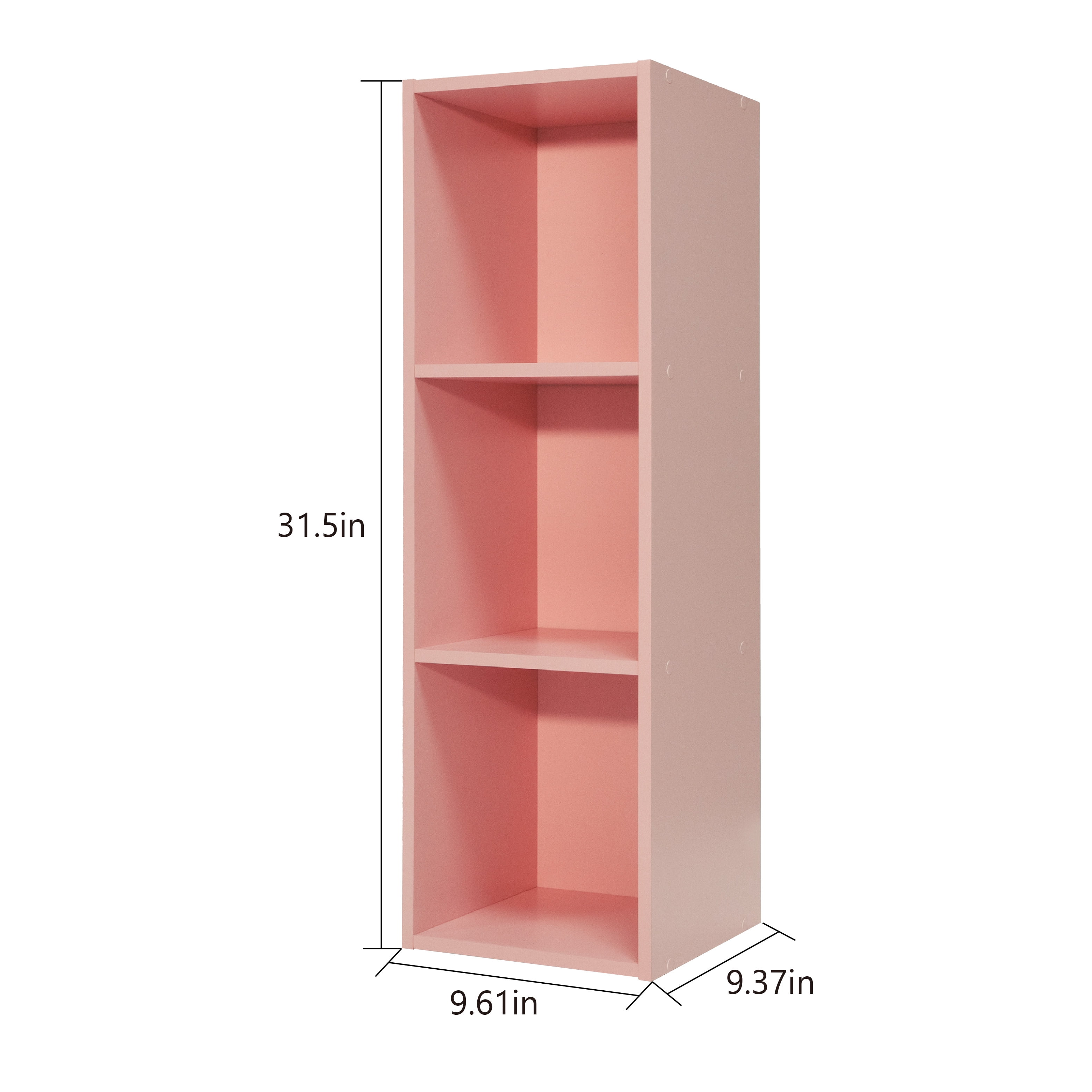 Mifurn 3-Tier Bookshelf Open Shelf Bookcase, Pink
