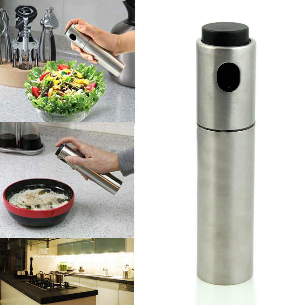 Stainless Steel Olive Pump Spraying Oil Bottle Sprayer Can Oil Jar Pot Tool New 