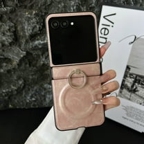 Dteck Magnetic Case for Motorola Razr  2025/2024,Shockproof Ring Holder Stand Case Compatible with MagSafe Leather Hinge Protection Cover for Motorola Razr  2025/ Motorola Razr  2024,Pink