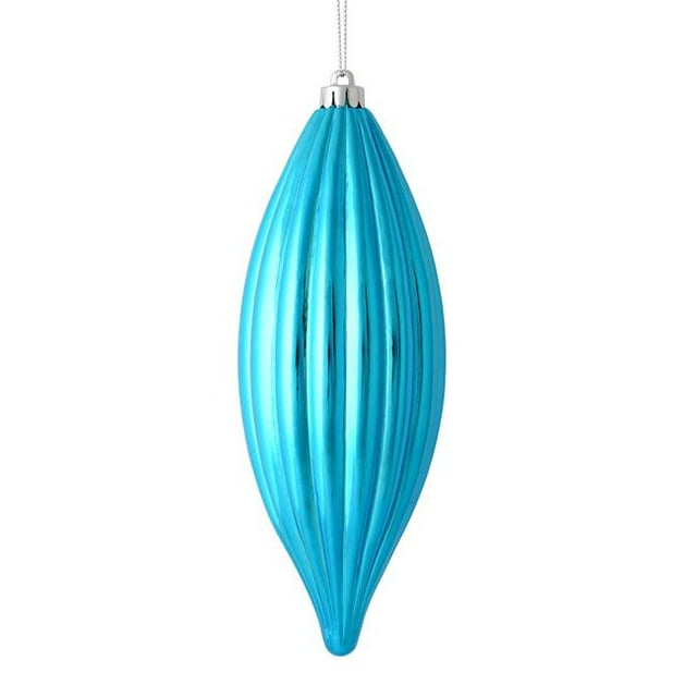 Vickerman M183212S 8 in. Turquoise Shiny Line Finial Ornament 4 per Bag