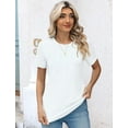 thumbnail image 3 of Coferset Casual Crew Neck Short Sleeve Pleated Shirts Blouses Womens Summer Tops Women Pleated Tunic Loose T-Shirts, 3 of 6