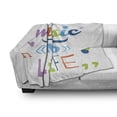 thumbnail image 2 of Saying Soft Flannel Fleece Throw Blanket, No Music, No Life Fun Cheering Saying Musical Key Doodles Style Artwork Print, Cozy Plush for Indoor and Outdoor Use, 50" x 60", Multicolor, by Ambesonne, 2 of 5