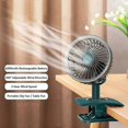 thumbnail image 2 of Ventilador de clip recargable por USB, ventilador portátil para cochecito, 3 velocidades, rotación ajustable de 360 grados, ventilador eléctrico de refrigeración para escritorio de casa, verde, 2 of 5