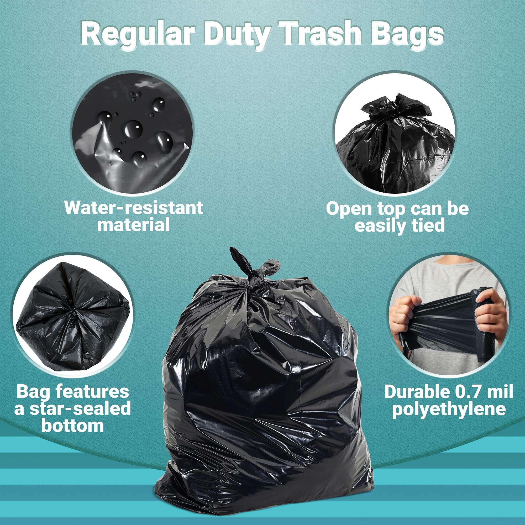 Garbage Bags High Density Opaque Black 200 count 36 x 58 in 55 gallon Regular Duty