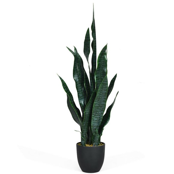 Gymax Artificial Snake Plant 35.5" Fake Sansevieria Indoor-Outdoor Decoration Green