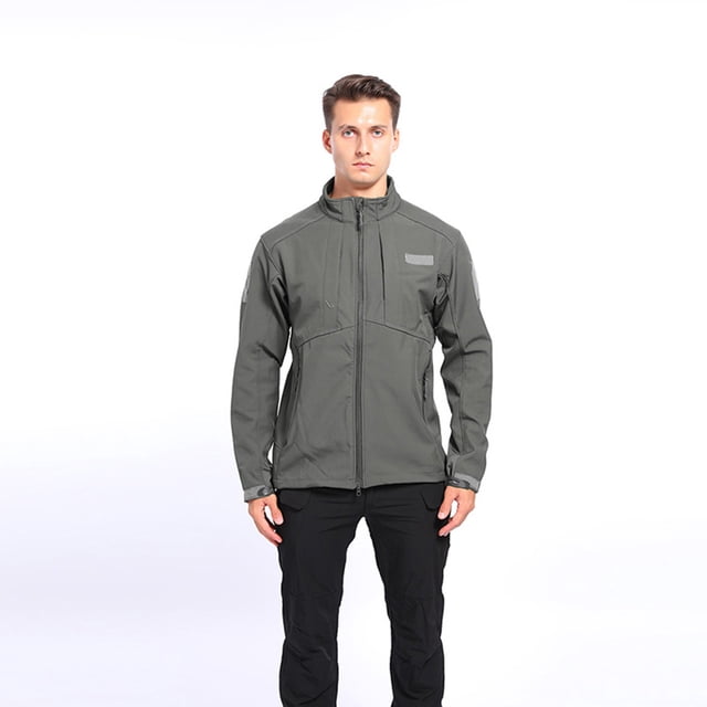 LSLJS Outdoor Skin Soft Warm Fleece Sports Stand-up Collar Men's Jacket( Gray, M)