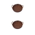 thumbnail image 3 of Bewildely Bandeja tejida con asa de fruta Cesta de almacenamiento de bocadillos retro portátil Gran capacidad Sala de estar Goma negra 30cm4.5cm Goma de flor negra 30 cm * 4.5 cm 2Conjunto, 3 of 6