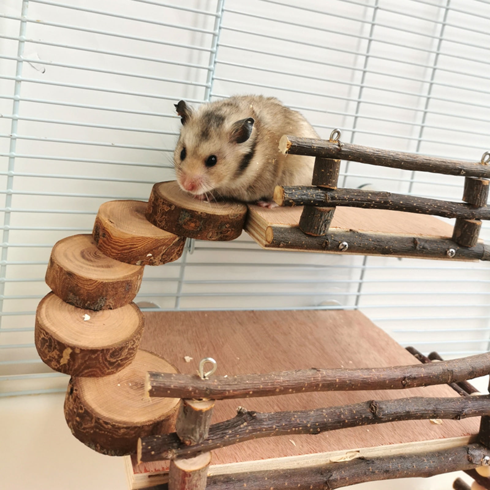 BQBQERT Hamster Wood Platform Small Animal Climbing Ladder Bridge Set for Dwarf Hamsters Sugar Gliders