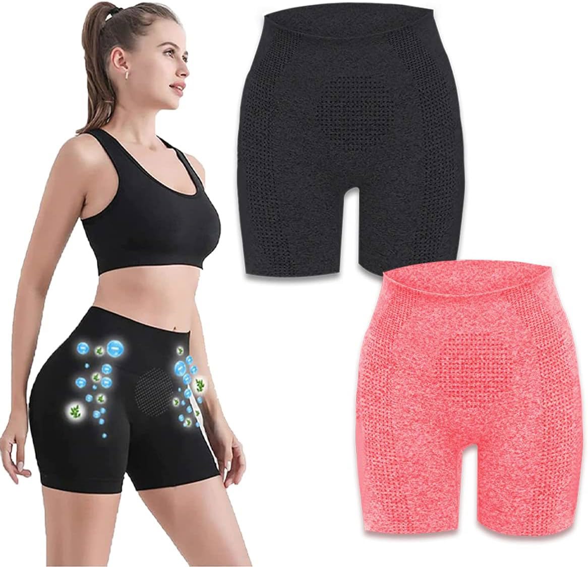 2PCS Shapermov Ion Shaping Shorts,Shapermov Detoxification Shapewear Shorts, Comfort Breathable