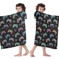 thumbnail image 4 of Colorful Controllers Games Icons Black Pattern Hooded Bath Towel，60"x35" for Ages 3 To 12 Kids, Quick Dry Lightweight Soft Microfiber Hood Beach Towel Cover Up for Kids, 4 of 7