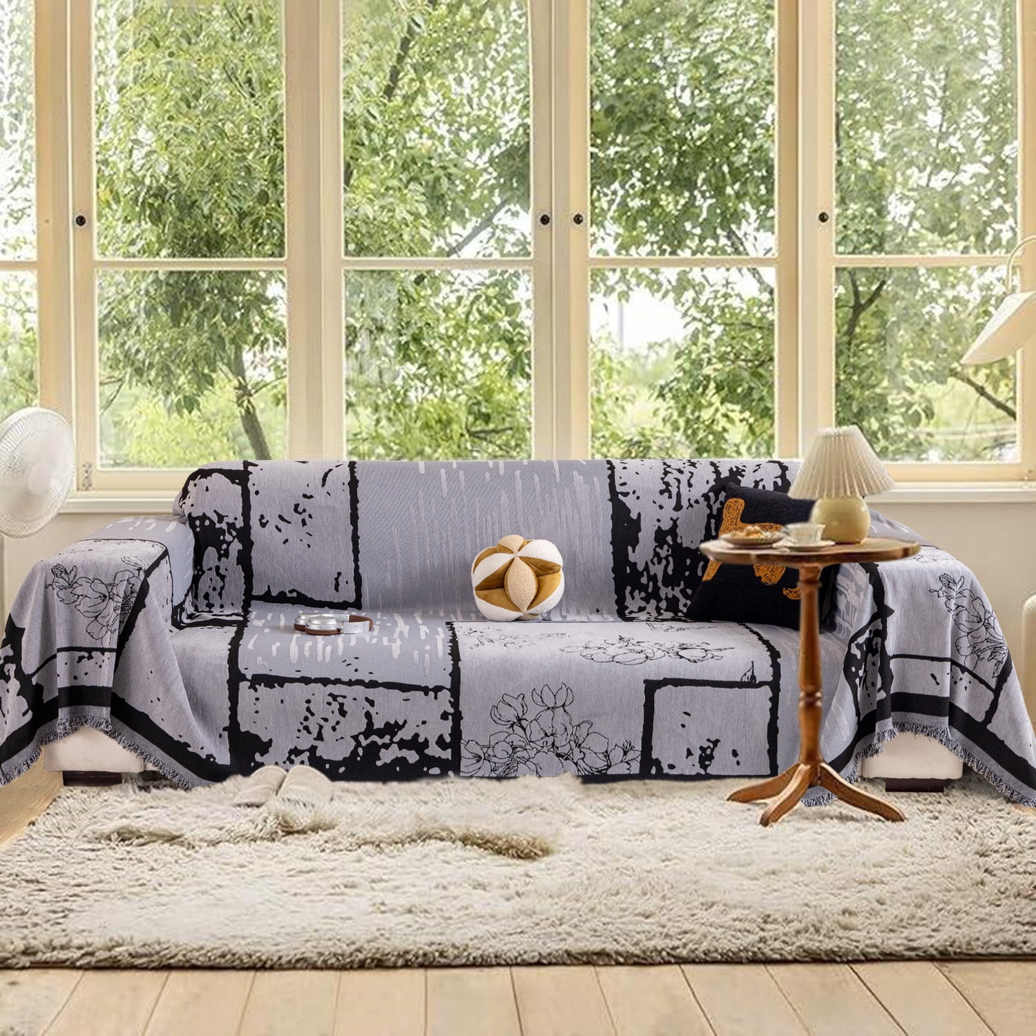 NAYOROOM Vintage Gray Sofa Cover, Couch Covers for 3 Cushion Couch Sofa, Sectional Couch Covers for Living Room Sofa Throws Sofa Slipcovers (71"x 118",Large )