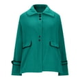 thumbnail image 5 of Women's Overcoat Loose Button Down Outerwear Coat Casual Long-Sleeve Jacket for Fall and Winter Green 3XL, 5 of 7