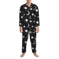 thumbnail image 3 of Naloa Crescent and Stars Men’s Pajamas Set - Long Sleeve Button Down Sleep Shirt and Pajama Bottoms Sleepwear Set-Medium, 3 of 7