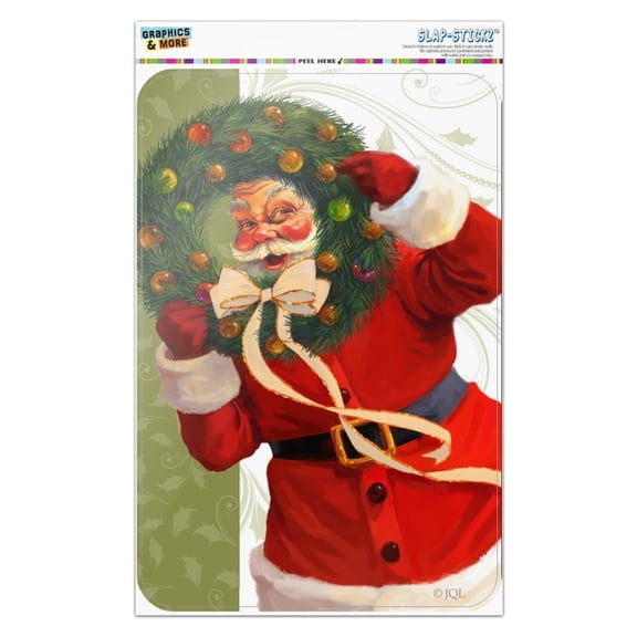 Christmas Holiday Santa Wreath Ribbon Swirl Home Business Office Sign