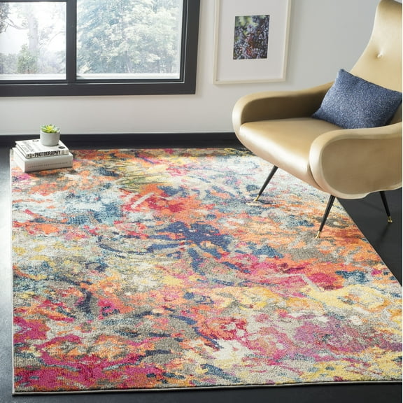 SAFAVIEH Monaco Aline Abstract Colorful Area Rug, Blue/Orange, 8' x 10'