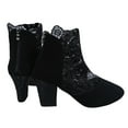thumbnail image 3 of Upioiwer Women's Lace Floral Ankle Boots Sandals, Closed Toe High Heels Boots with Back Zipper, Non- Block Heeled Ankle Bootie Sandals, Fashion Wedding Party Dress Shoes Black 10.5, 3 of 7