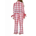 thumbnail image 6 of Hirigin Store Mommy and Me Matching Pajamas Plaid Print Lape Long Sleeve Tie Front Tops and Pants Sleepwear, 6 of 7