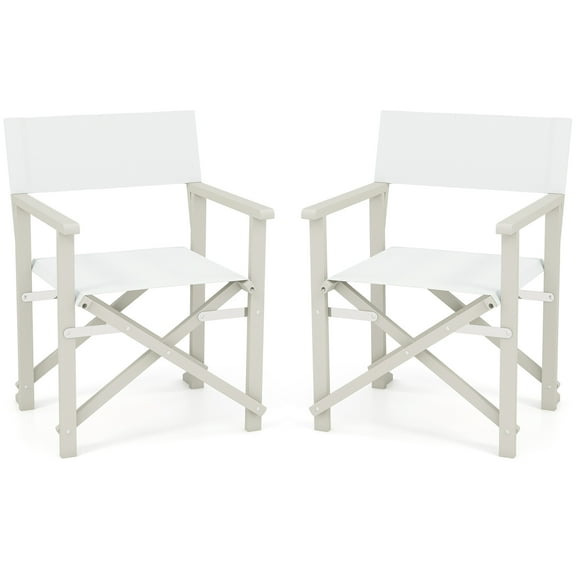 Gymax 2PCS Folding Director Chair w/ Acacia Wood Frame & Machine Washable Oxford Fabric