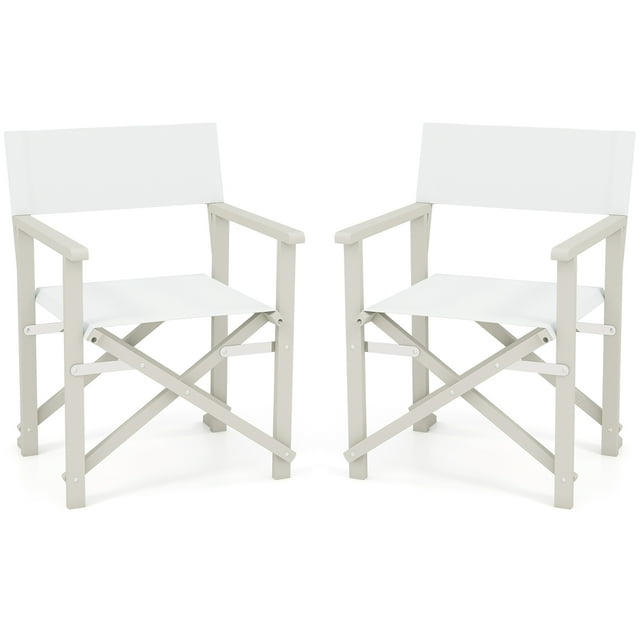 Gymax 2PCS Folding Director Chair w/ Acacia Wood Frame & Machine Washable Oxford Fabric