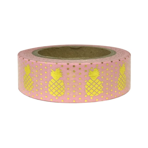 Wrapables® Colorful Washi Masking Tape, Golden Pineapple Pink
