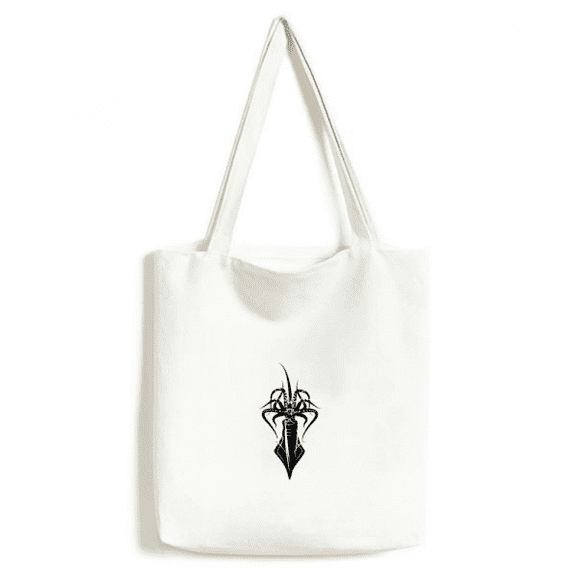 Marine Life Black Octopus Illustration Tote Canvas Bag Shopping Satchel Casual Handbag