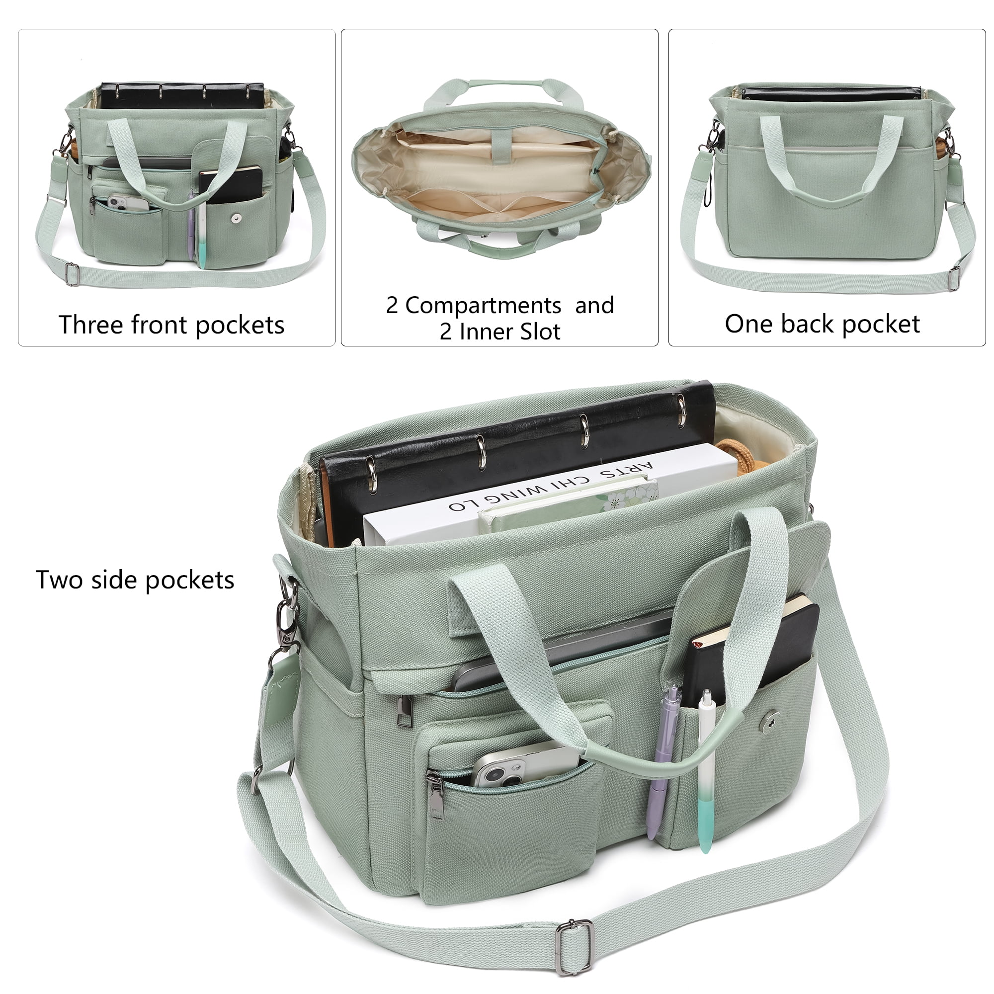 2pcs/set Large Canvas Tote Bag for Women, Laptop Work Bags Crossbody Shoulder Hobo Messenger Handbag Purse Travel Gym Totes