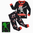 thumbnail image 6 of TOWED22 Boys Girls Halloween Pajamas Cotton Pumpkin Head Glow Print Pjs Toddler 2 Piece Ghost Sleepwear Kids Holiday Clothes Set(Black,9-10 Y), 6 of 9