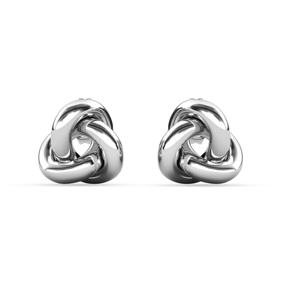 Cate & Chloe Ashley Boucles d'Oreilles Clous Nœud Plaqué Or Blanc 18k, Cadeau pour Femmes