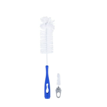 Superio 2-in-1 Bottle Brush with Strong Bristle Brush and Long Rubber Handle, Blue