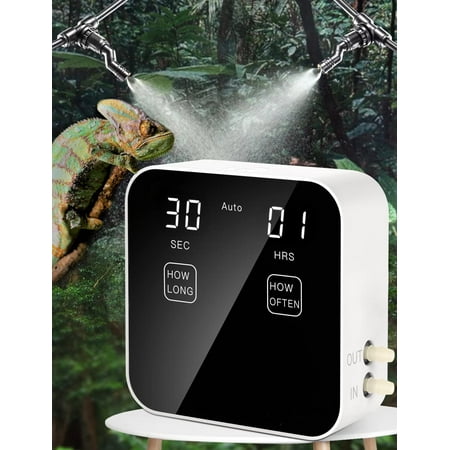Automatic Reptile Mister System with Timer – Quiet Terrarium Misting System, Reptile Fogger Humidifier with Fine Water Mist Nozzles & Water Shortage Protection for Reptiles, Amphibians, Chameleons &